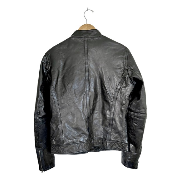 Banana Republic Women's Leather Jacket Asymmetrical Zipper Zip Cuffs Size Medium - Picture 9 of 15